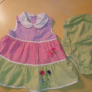 Little Bitty Seersucker Dress w/ Bloomers Size 6-9 months